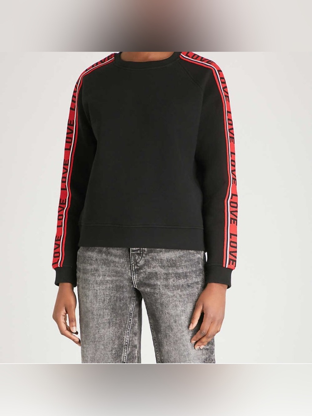Maje Love Slogan Size Small Toska Love Neoprene Black Sweatshirt Top